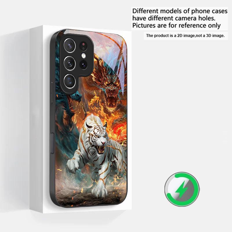 A Huge Dragon and Tiger Suitable For Samsung Galaxy S25 Ultra S20 FE S21 S22+ S23 Plus S24 S26 Edge Magnetism Glass Phone Casee