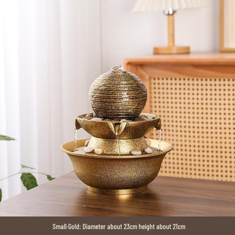Glücklicher Feng Shui Reichtumsrad-Brunnen – Moderner minimalistischer Tischbrunnen, perfekt für Einweihungs- oder Geburtstagsgeschenke.