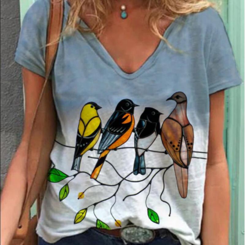 

Модные весенние блузки с цветочным принтом, футболки с коротким рукавом и V-образным вырезом, повседневные 8XL жёлтый