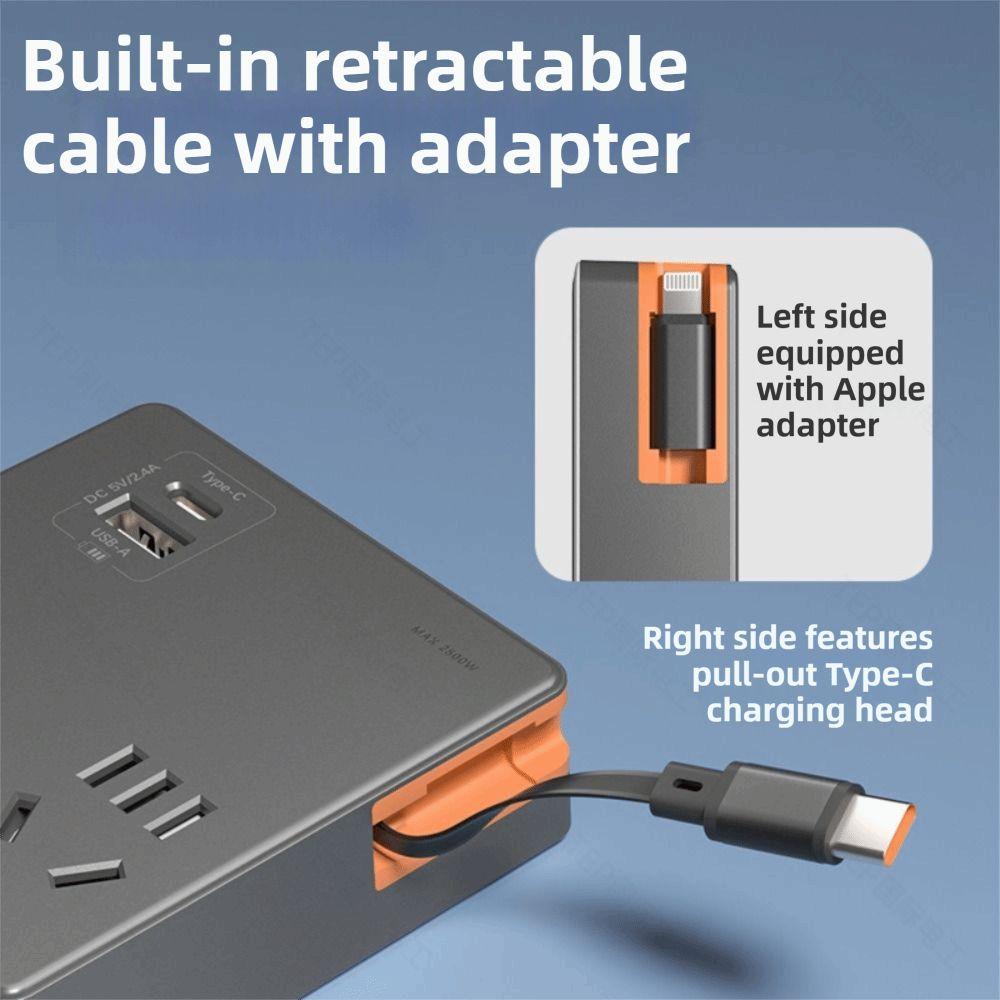 Compact Size Flat Plug Power Strip Widely Outlets USB C Ports Power Expander Space Saving Socket Extender Multi Device Charging