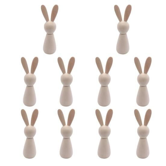 Unfinished Wooden Rabbit Wood Easter Blank Bunny Bunny Figurine Crafts DIY Mini Peg Dolls