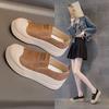 Модные НОВЫЕ Весенне-Осенние Женские Лоферы Круглый Носок Толстый Каблук Обувь из Спилка для Женщин Повседневные Слипоны Большого Размера Обувь на Платформе