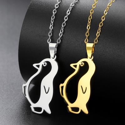 My Shape Cute Penguins Necklaces Stainless Steel Animal Pendant Chain Lovely Penguin Turtle Jewelry Women Girls Valentine's Day