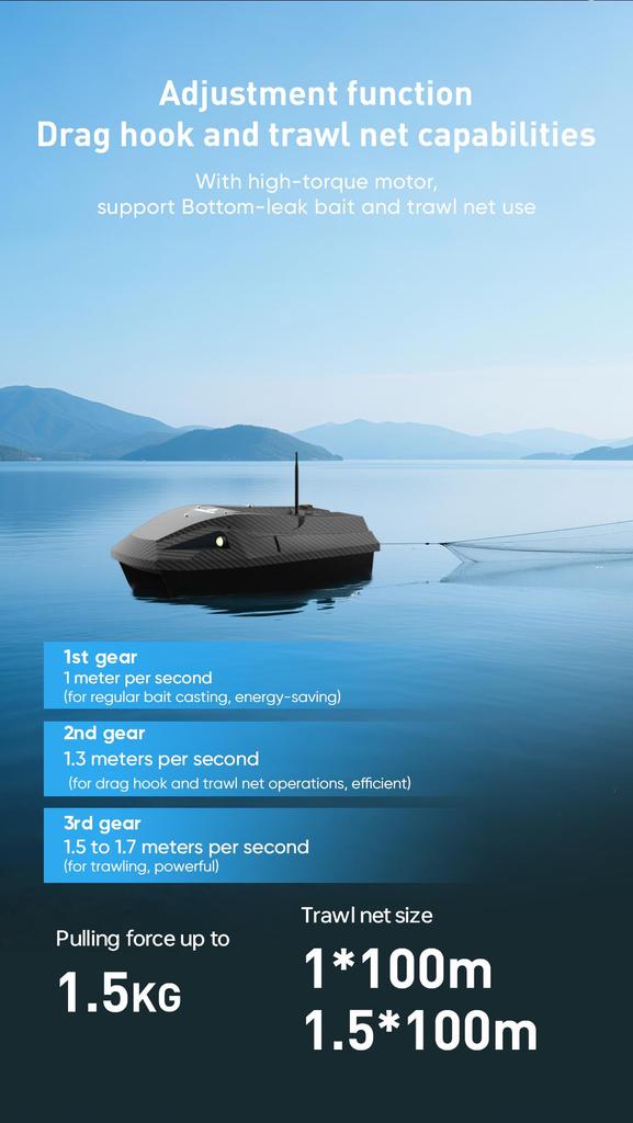 GPS Fishing Bait Boat LOKEEVAN D50B 590 Brushed Motor Dual 15600mAh Battery 2kg Load 500M Remote Control Night Light