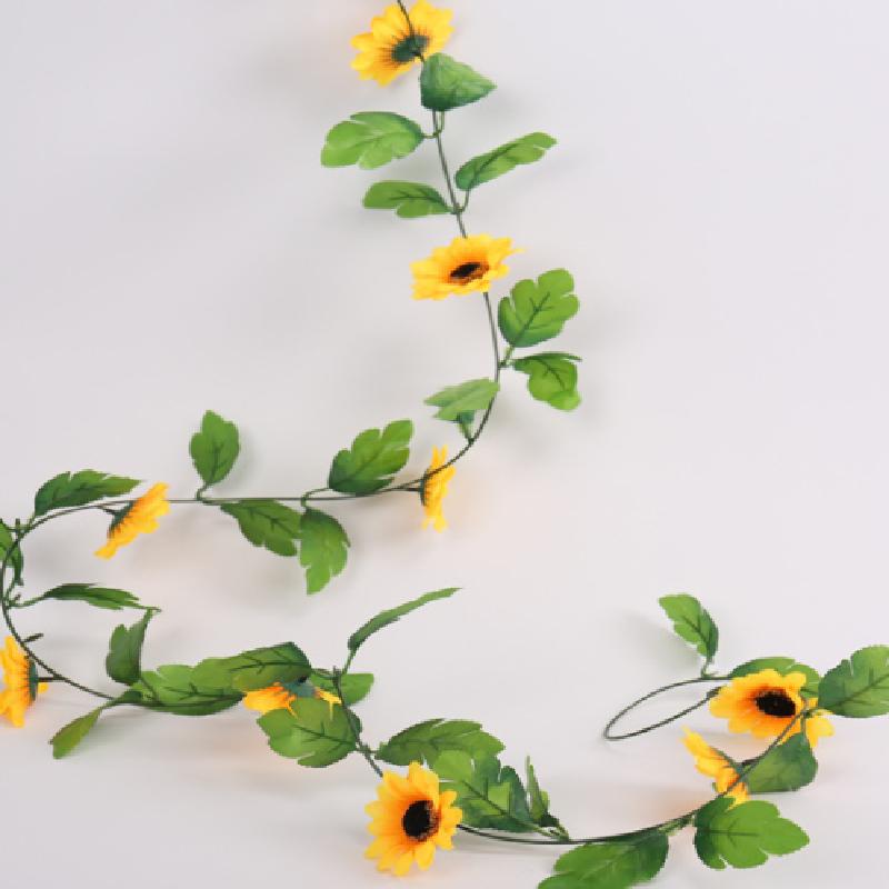 

Искусственный Подсолнух 25м Гирлянда Поддельный Цветок Плющ Листья Лианы Растения Декор Дом