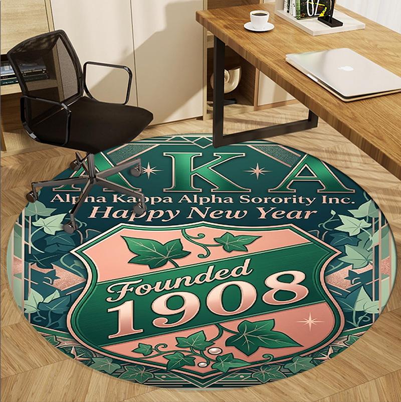 Alpha Kappa Alpha Pattern Round Rug, Indoor/Outdoor Mat, for Picnic, Gameroom, Bedroom, Office, Living Room, Home Decor Carpet, Birthday Gift