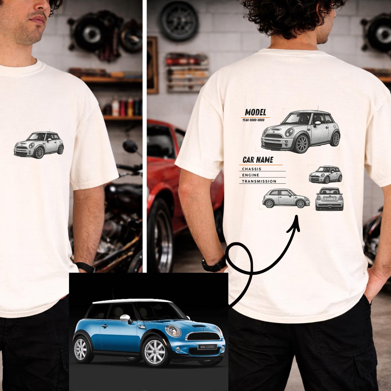 Custom Car T Shirt, Personalized Car Drawing Tee, Car Enthusiast Gift, Custom Vehicle Shirt, Auto Lover Gift for Him, Racing Fan Tee L