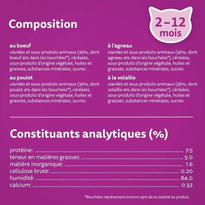 Nourriture humide - whiskas - pâtée d'alimentation - chaton - 84x85g - santé digestive