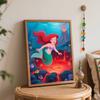Disney Digital Oil Painting Art Kit Mermaid Underwater Volcano Handmade Coloring Painting Home Decor