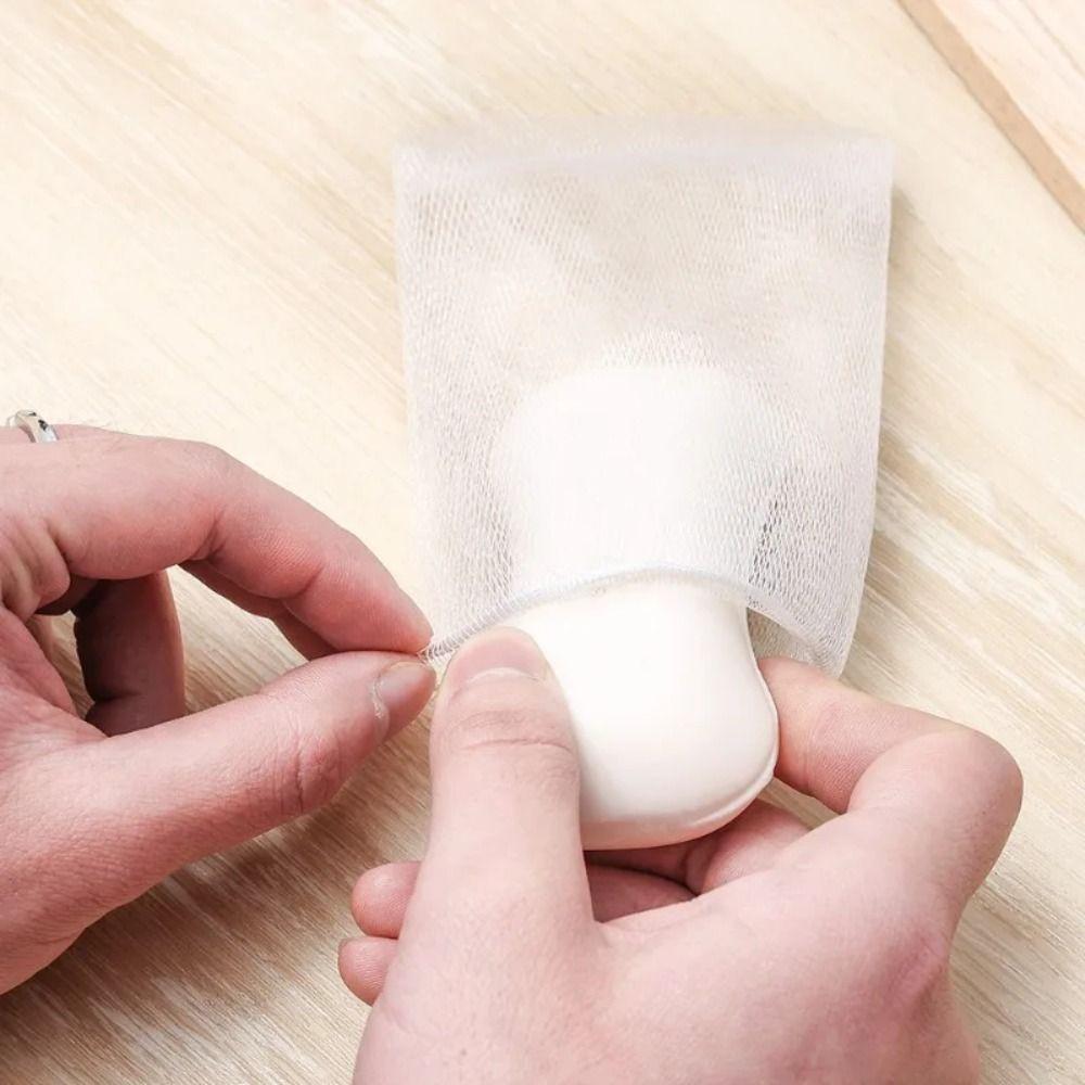 50Pcs Double Layer Bath Foaming Mesh Bags with Drawstring Soap Bubble Bags  for Facial Cleanser