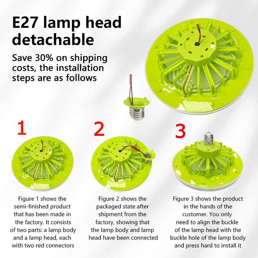 2-in-1 Ceiling LED Fan Light Detachable E27 Lamp Base 85-265V 30W Dimmable LED Lamp Remote Control 3-Speed Fan Indoor Lighting