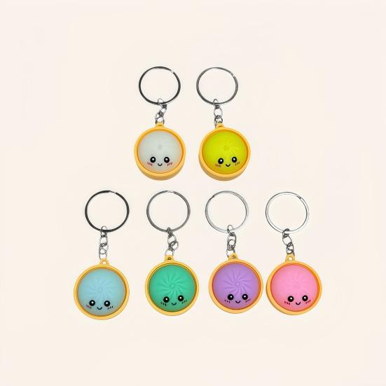 Stress Relief Keychain, with Steamed Bun Pendant, Fidget Clicker with Tactile Feedback Design, Anxiety Relief Toy for Office And Study