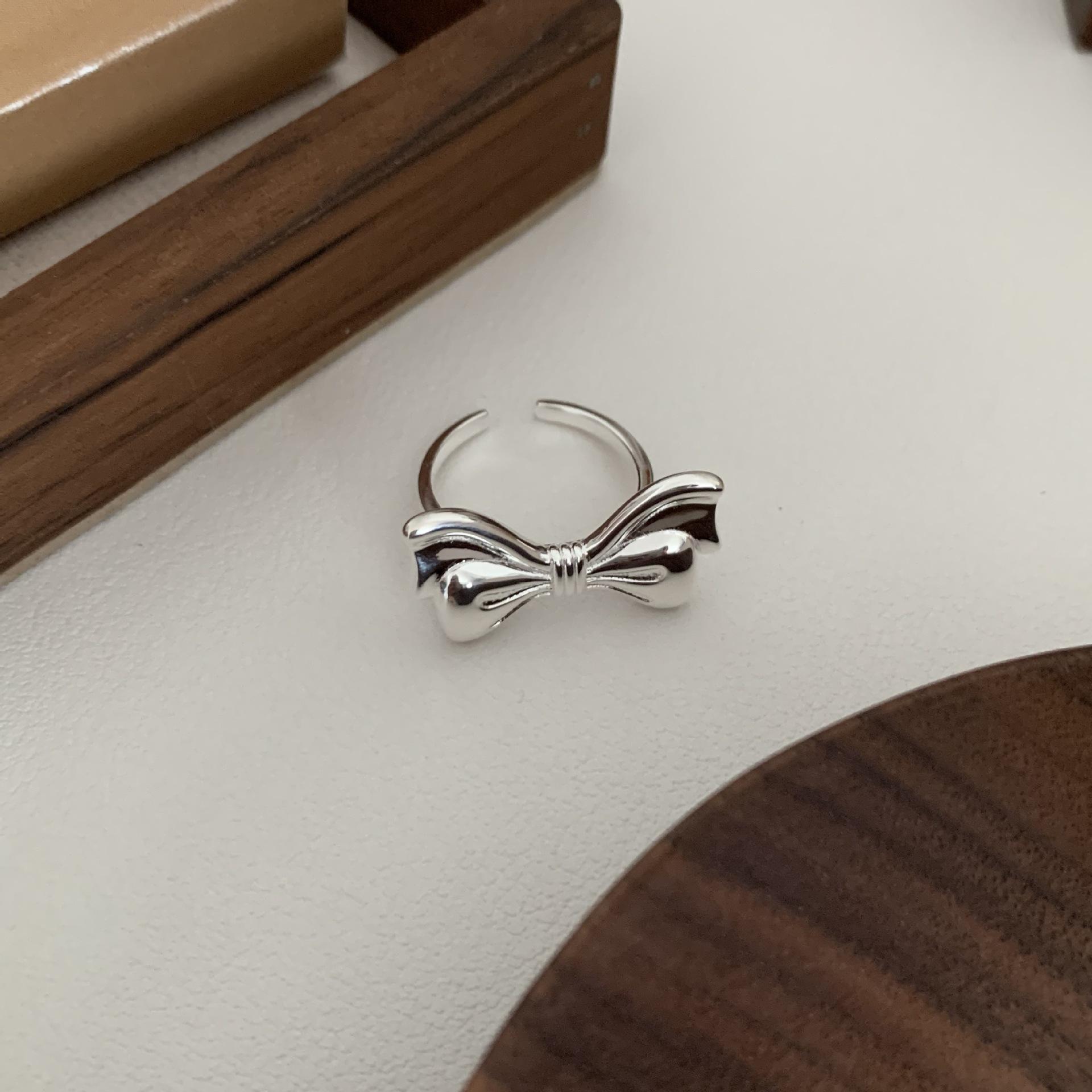 Luxury S925 Sterling Silver Bow Ring – Elegant, Modern Design for Women Adjustable Open Ring