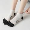 5 Pairs New Women's Five Finger Socks Sweet  Milk BlackWhite Stripes Cotton Summer Shallow Split Toe Socks Girls Sports Socks