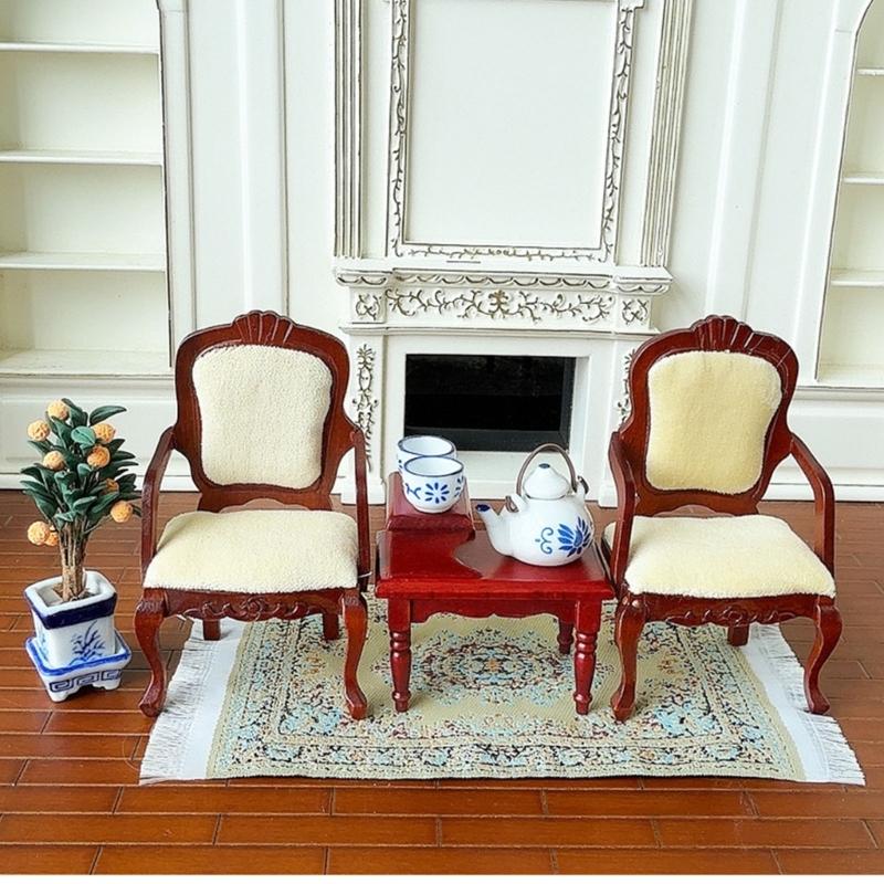 Collapsible Miniature Table And Chair Set Realistic 1/12 Dollhouses Accessories With Detailing