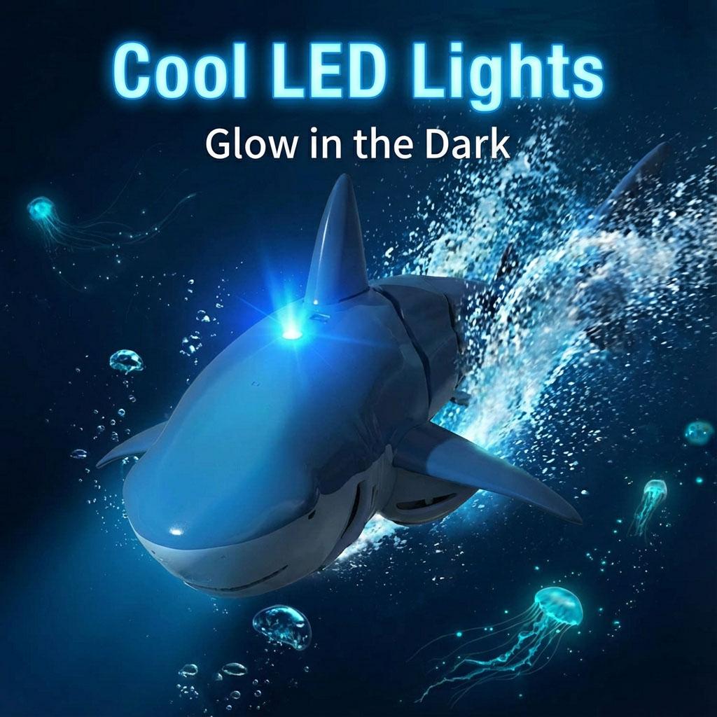 

Водонепроникна радіокерована іграшка-акула з функцією розпилення та світлом, 2.4G симуляція електричного човна-риби для басейну, озера, ванної кімнати, подарунок для хлопчиків