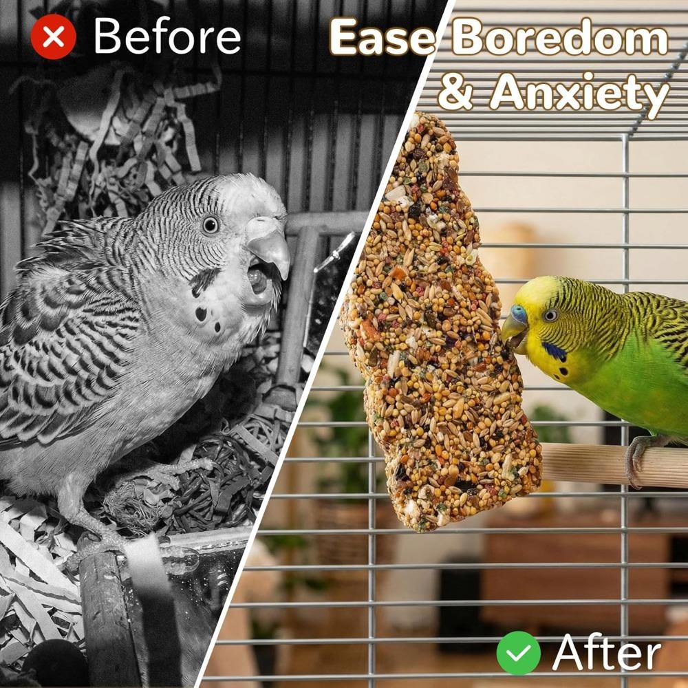 2 Pcs Natural Bird Treat Sticks - Nutritious Mixed Grains & Honey Snacks for Parakeets, Cockatiels, Lovebirds - Healthy Chewing & Foraging Cage Toy