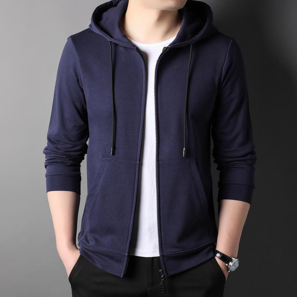 Cotton Hooded Sweatshirt Men's Cardigan Spring New Casual Sports Coat Men's Sweatshirt Men