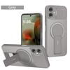 Carbon Fiber Invisible Stand Holder Built-in Magnetic Ring Case for Moto G35 G55 G75 G85 G54 Camera Protection Cover