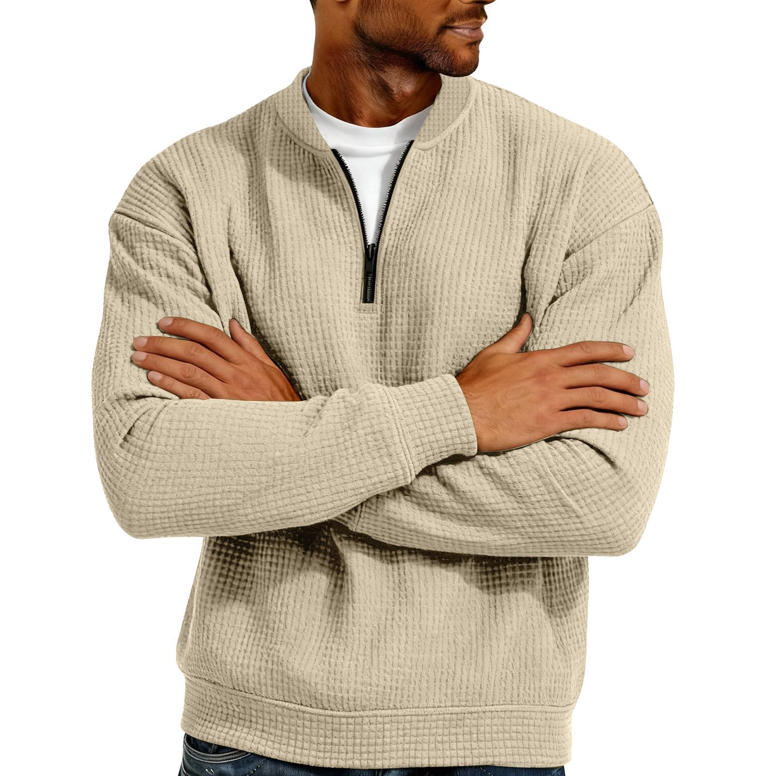 

Pring And Men s Standing Collar Sweatshirt Is Outdoor Casual Tops XL хакі