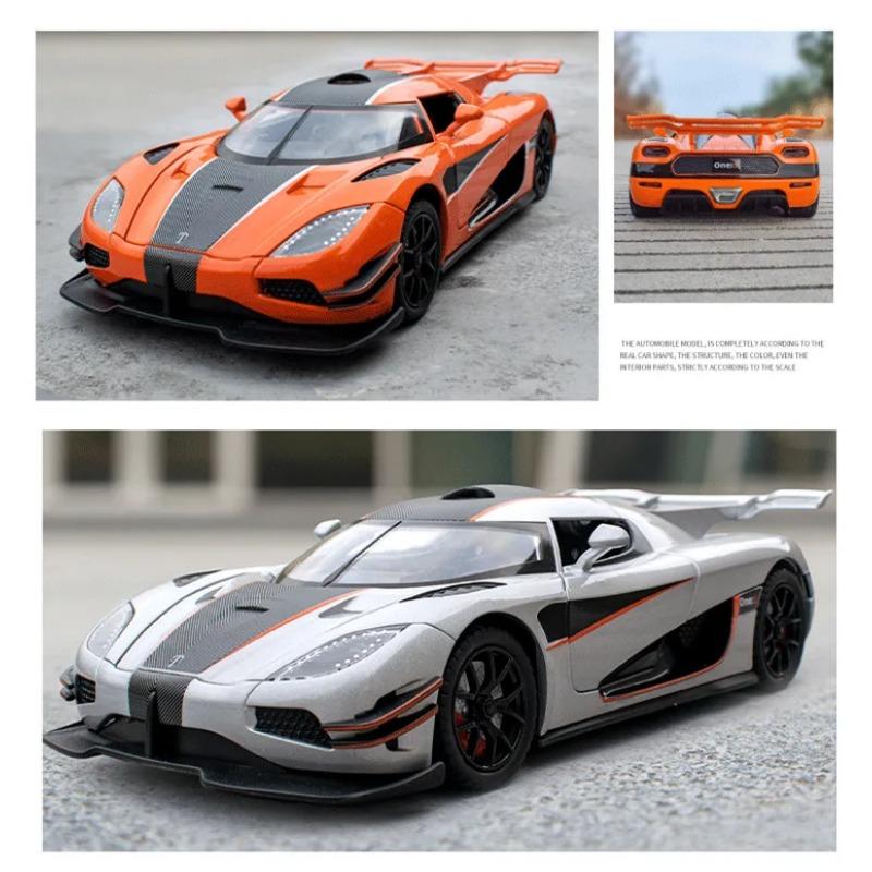 1/24 Koenigsegg ONE 1 Model sportovního auta z hliníkové slitiny Odlévaný kovový model závodního auta Vysoká simulace Zvuk a světlo Dětské hračky Dárek