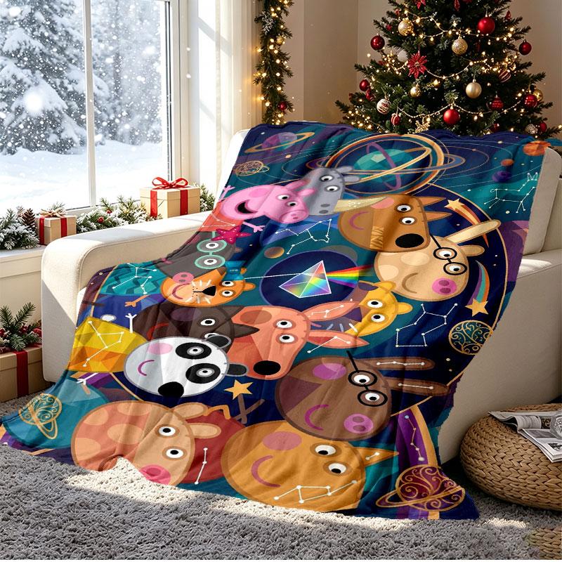 Peppa Pig Pattern Blanket for Home Decoration, Bed, Sofa, Car Travel, Camping, Suitable for All Seasons, Birthday Christmas Gift