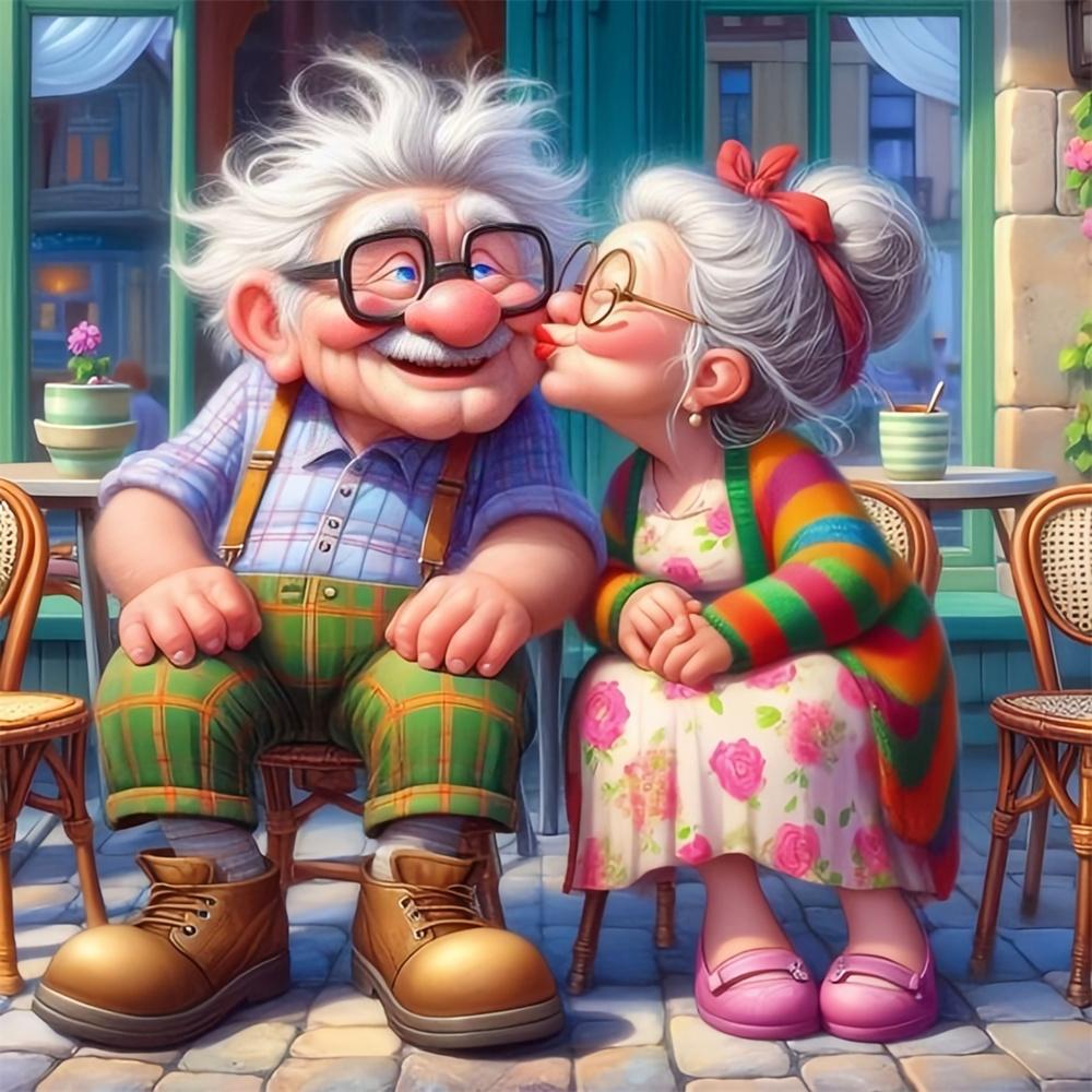 Diamond Painting Grandma Grandpa Mosaic Cross Stitch Set Portrait Embroidery Full Round New Arrival Handmade Gift