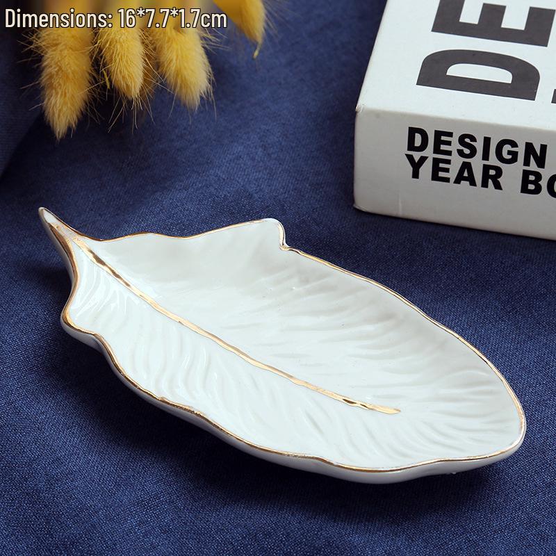Nordic Ceramic Jewelry Dish - Square, Heart, Hexagon, Feather Shapes, Customizable Logo
