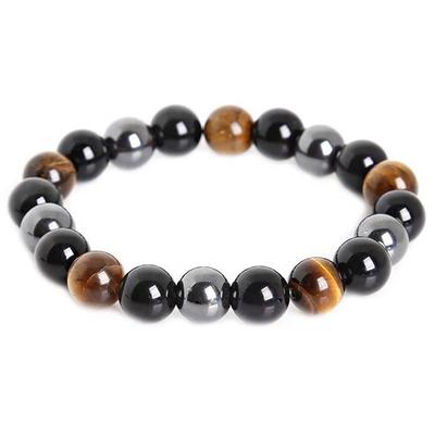 Armband - SOBZK - Craze - Dreifacharmband - Hämatit - Schwarzer Obsidian - Tigerauge