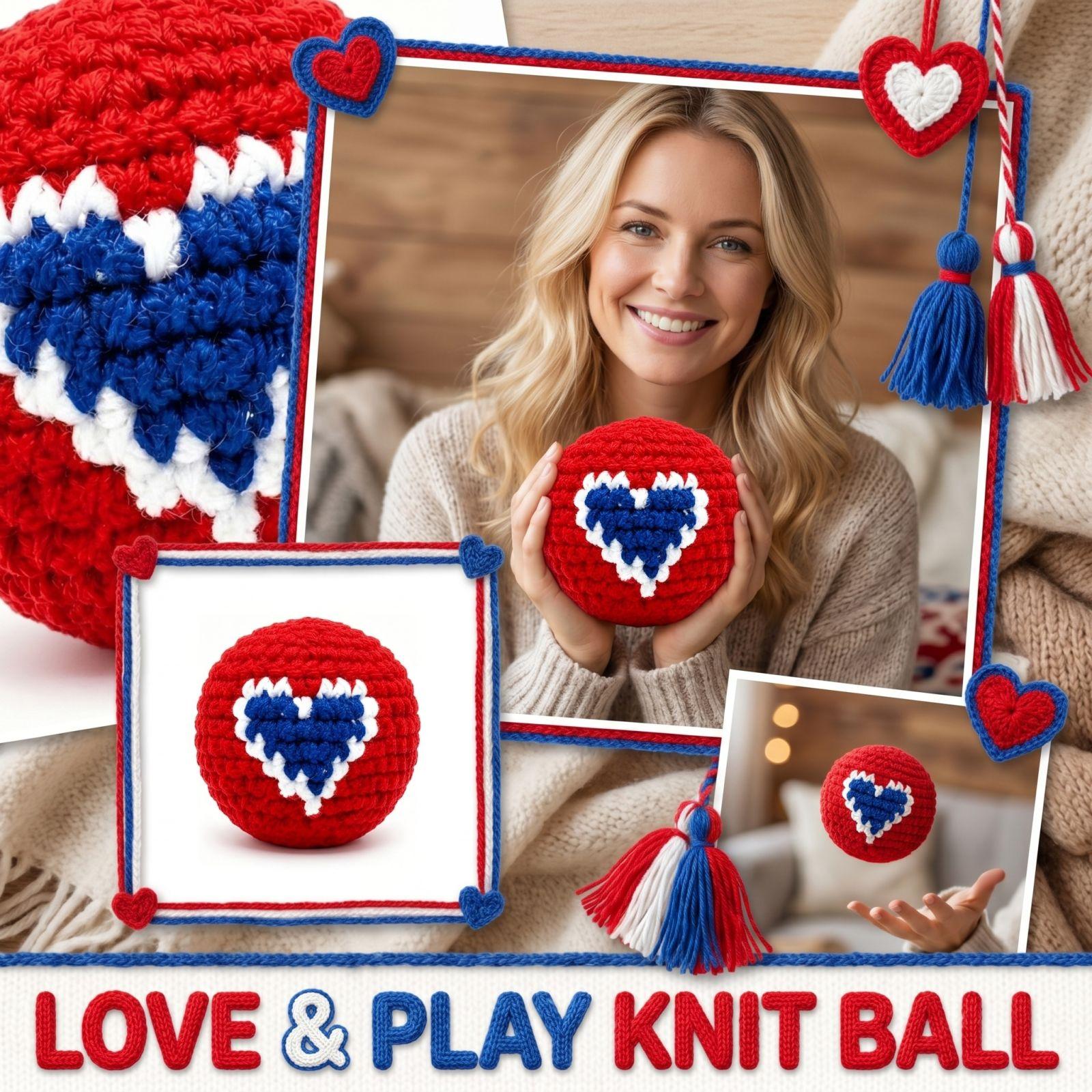 Handmade Knitted Hacky Sack Footbag with Heart Pattern Durable Cotton Yarn for Indoor Outdoor Use One Size