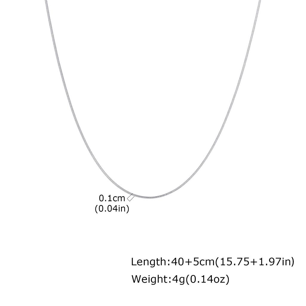 Stainless Steel Round Snake Chain Necklace, Fashionable And Versatile Basic Chain Collarbone Chain Nc-201