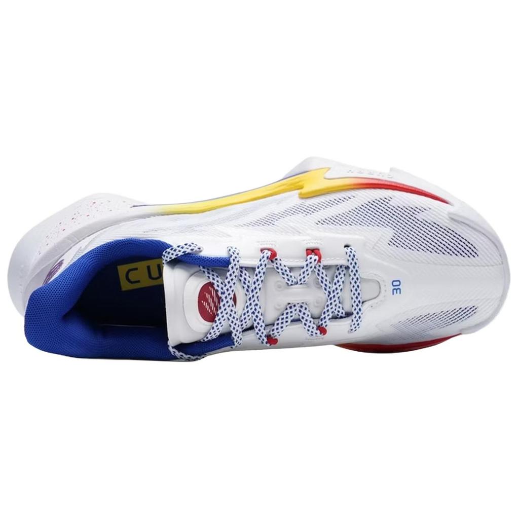 Under Armour CURRY SERIES 7 Fabric Abrasion Resistant Breathable Low top Basketball Shoes Unisex White Blue 3027983-100