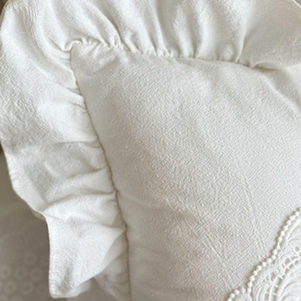 With Lotus Frill French Lace Pillow Cover Washed Material Embroidered Cushion Cover  Bedroom