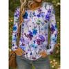 Spring and Autumn Round Neck Colorful Floral Pattern 3D Printed Top Fashionable Casual Long Sleeved Women's T-shirts