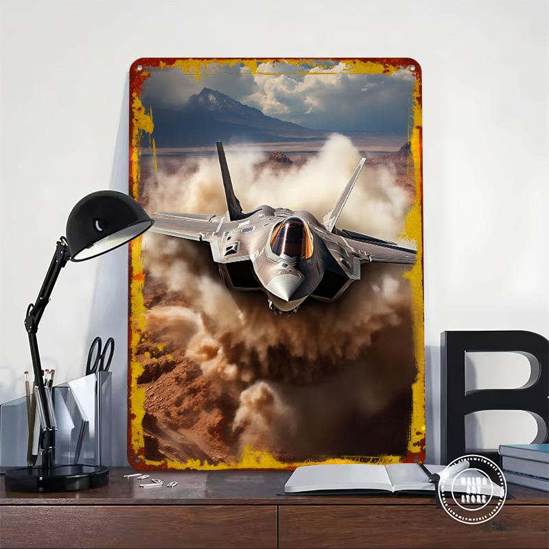 F35 Fighter Poster Customized Wall Art Vintage Metal Signs Retro Tin Plaque for Man Cave Interior Decoration Living Room Decor