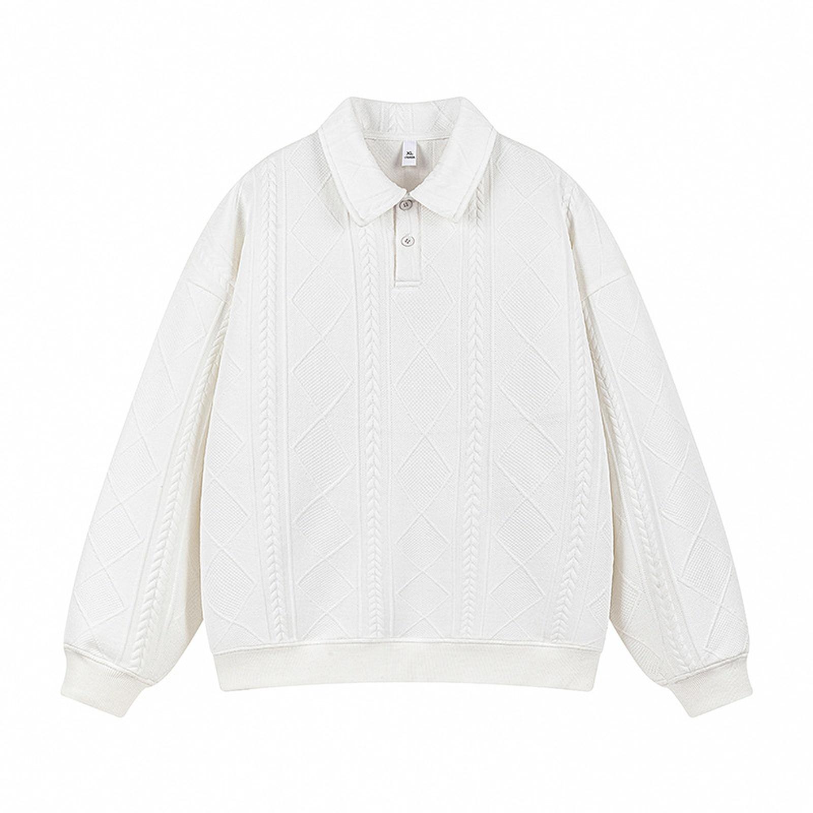 

Men s Loose Casual All Stand Collar Hoodie American Retro Solid Color Lapel Long-sleeved Hoodie XL белый