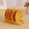 7 Pcs/set Zinc Zinc Zinc Alloy European Decor Racks Carved Metal Cake Tray Patterned Cup Mat  Fruit Tray
