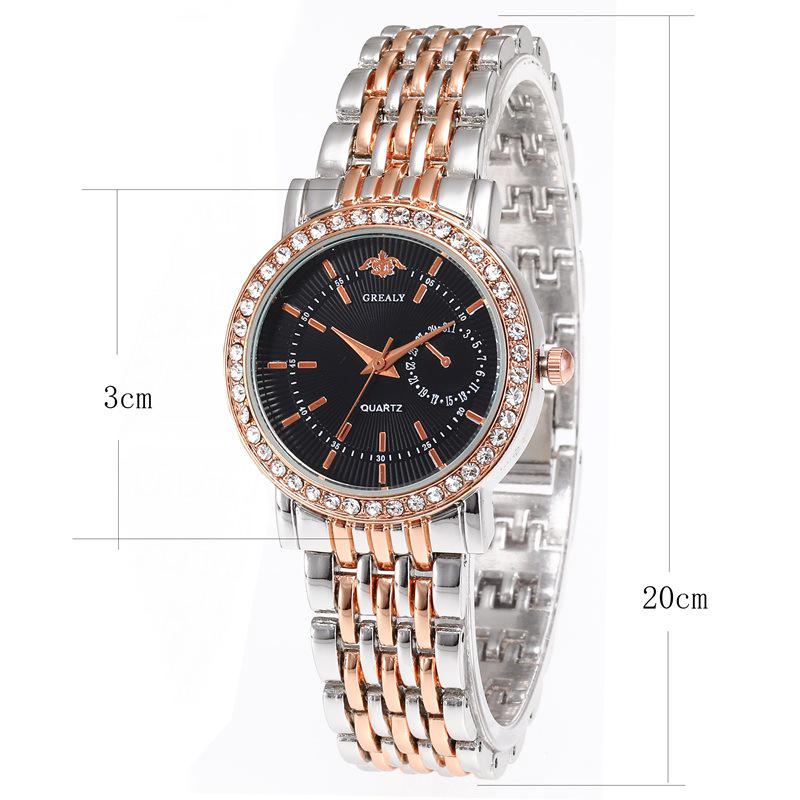 Orologio da Donna al Quarzo con Strass, Cinturino in Acciaio Legato e Design Semplice con Indici