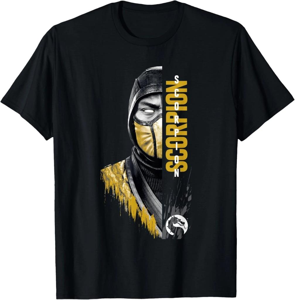 Mortal Kombat Klassic Scorpion Split Face Bust Portrait T- Shirt