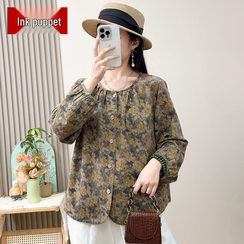 

Women s Floral Round Neck Spring Blouse x1