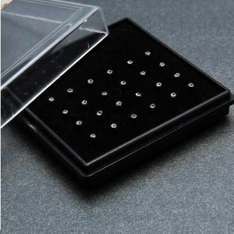 24pz Anello Naso & Studs in Cristallo Moda Corpo Donna Ragazza Gioielli Acciaio Chirurgico Inossidabile Piercing Naso Strass Colorati