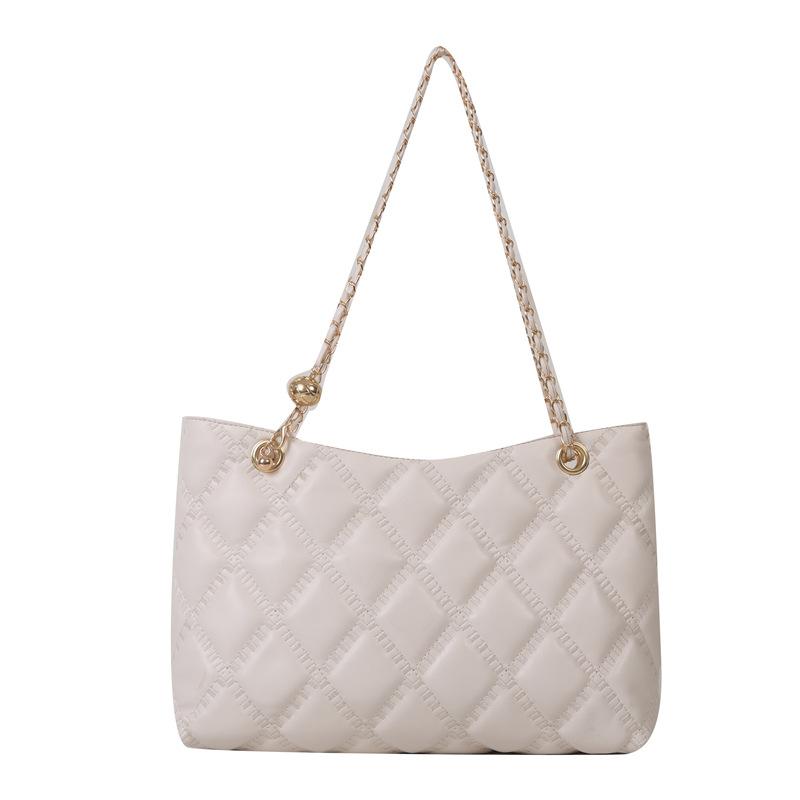 

New sense shoulder support bag versatile chain solid color messenger bag support bag high sense commuter big bag women белый