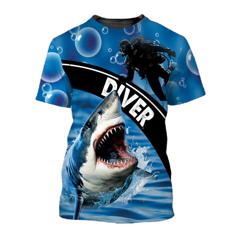 Men's Diving Enthusiast Round Neck Short Sleeved T-shirt