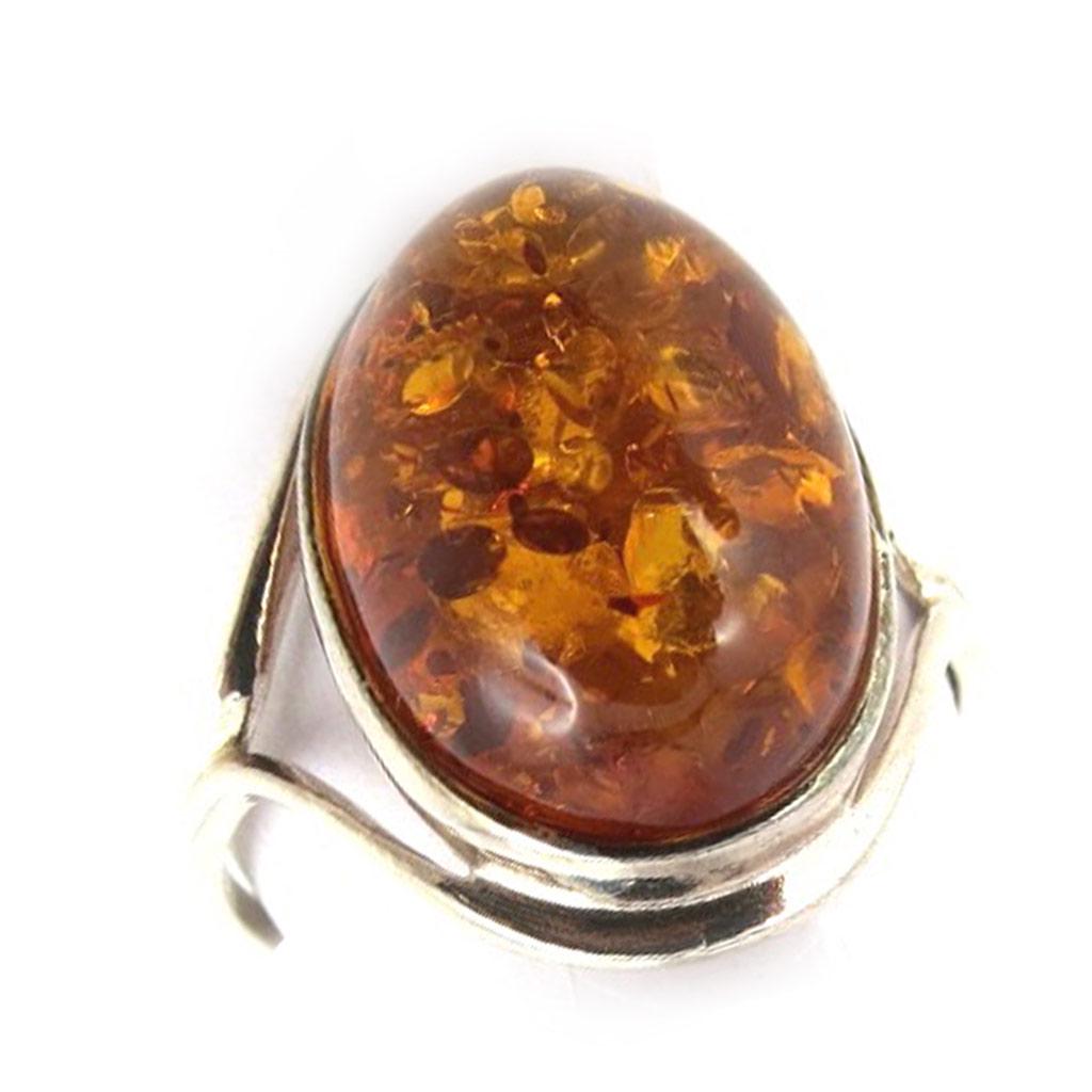 Amber 'Inspiration' Silver Ring