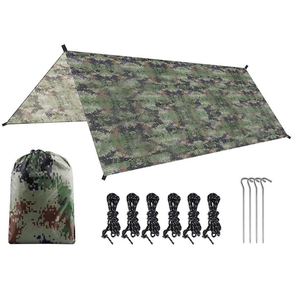 300x300cm Waterproof Camping Tarp Shelter Awning Sun Shelter Outdoor Foldable Canopy for Hiking Beach Picnic Travel Ground Mat