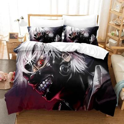 Top 3D Anime Tokyo Ghoul Bettwäsche-Set Doppel-King Weich Kinderzimmer Daunenmantel-Set Animation Tokyo Ghoul Anpassbarer Stil