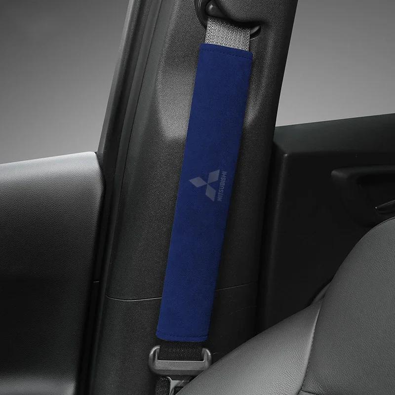 Suede for Mitsubishi Car Seat Belt Pads Shoulder Protector Covers RALLIART Colt Galant ASX Lancer 9 10 Pajero Outlander Eclipse