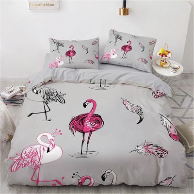 Cartoon Flamingo King Queen Bettbezug Rosa Tier Bettwäsche Set für Kinder Teenager Erwachsene Wildlife Weich 2/3 Stück Bettbezug Kissenbezug