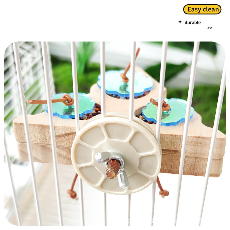 Pet Bird Parrot Wood Foraging Platform Stand Rack Triangle/Square Chewing Bites Intelligence Feeders Natural Stand For Parrots