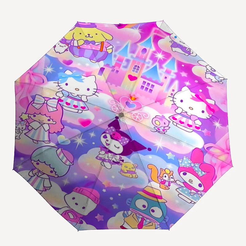 1pc Hello Kitty & Friends Automatic Opening Folding Umbrella - 8 Rib Iron Frame Outdoor, Perfect Gift for Fans, Travelers, Everyday Use, Festive Prese